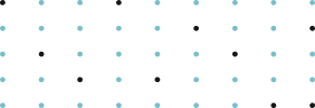 kleine blaue und schwarze Punkte, in einem Rechteck angeordnet